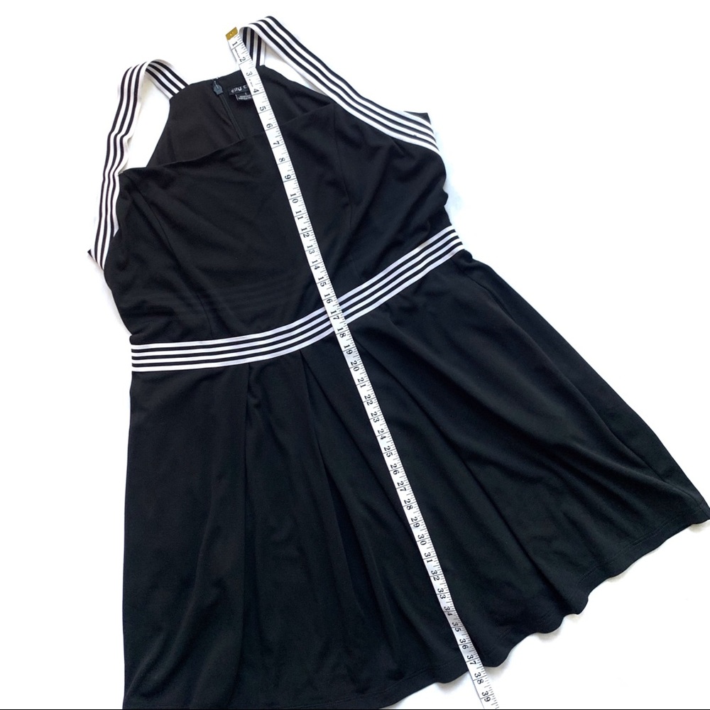 City Chic Black Fit & Flare Dress w Striped Straps - Picture 8 of 8